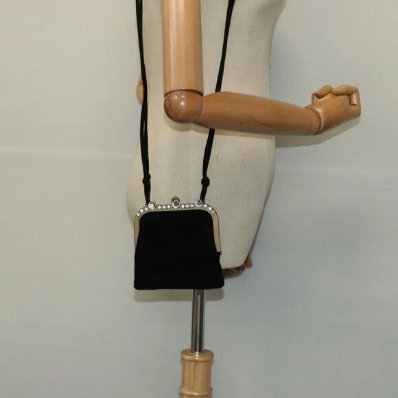 Miu Miu Shoulder Pouch Suede Black Gold Auth 120859 - Picture 3 of 16